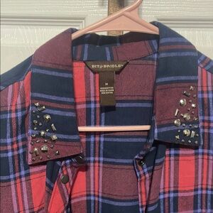 Bit & Bridle Plaid Shirt with Studded Collar